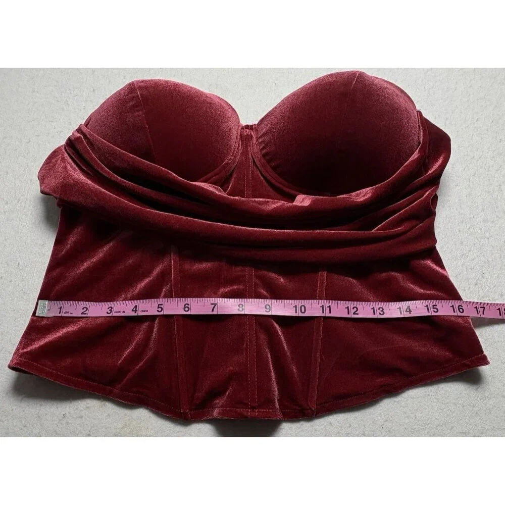 NWT‎ JLUXLABEL Women Velvet Corset Sz 3XL Red Sexy Glamour Party Edgy 68-17